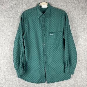 Vintage Guess Georges Marciano Shirt Mens 2 Green Textured Button Up 80s USA